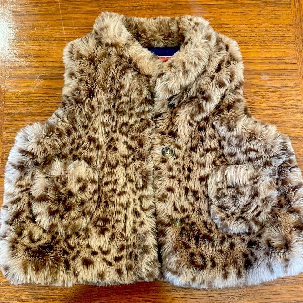 Boden Kids Faux Fur Leopard Vest